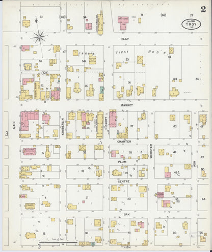 Sanborn Fire Insurance Map from Troy, Madison County, Illinois (1899), Sheet #0002 - Historic Sanborn Fire Insurance Map Print, vintage old map wall art, antique decor, genealogy gift, Illinois Illinois map