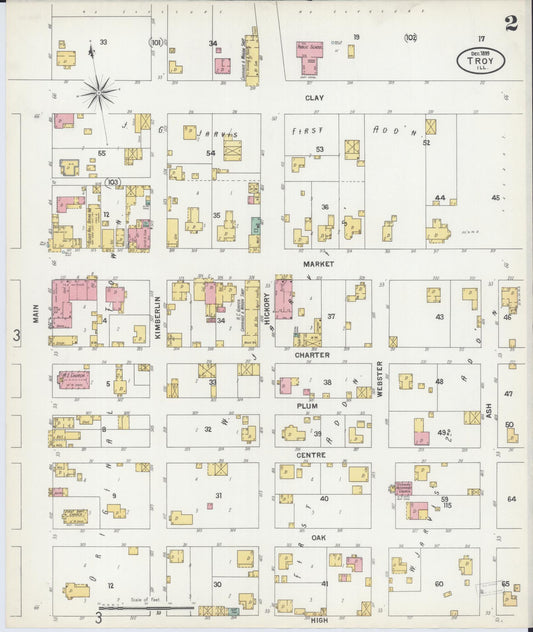 Sanborn Fire Insurance Map from Troy, Madison County, Illinois (1899), Sheet #0002 - Historic Sanborn Fire Insurance Map Print, vintage old map wall art, antique decor, genealogy gift, Illinois Illinois map
