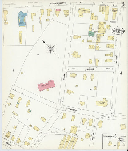 Sanborn Fire Insurance Map from Lexington, Middlesex County, Massachusetts (1908), Sheet #0003 - Historic Sanborn Fire Insurance Map Print, vintage old map wall art, antique decor, genealogy gift, Massachusetts Massachusetts map
