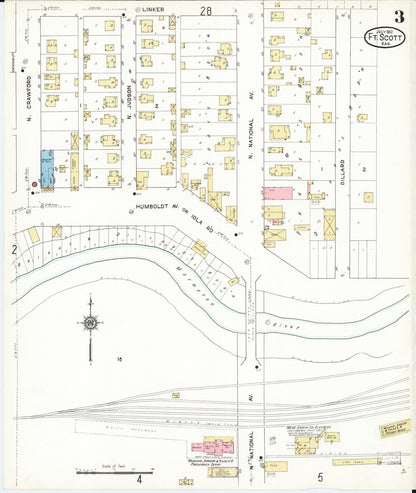 Sanborn Fire Insurance Map from Fort Scott, Bourbon County, Kansas (1912), Sheet #0003 - Complete Map Set gallery image, historic Sanborn map, vintage wall art, Kansas Kansas