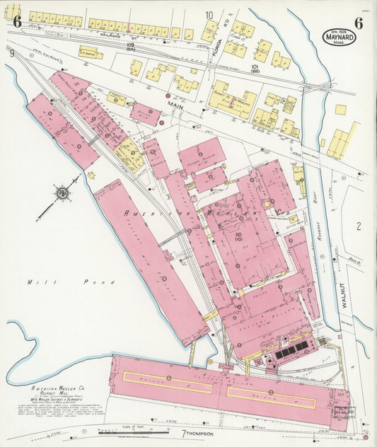 Sanborn Fire Insurance Map from Maynard, Middlesex County, Massachusetts (1924), Sheet #0006 - Historic Sanborn Fire Insurance Map Print, vintage old map wall art, antique decor, genealogy gift, Massachusetts Massachusetts map