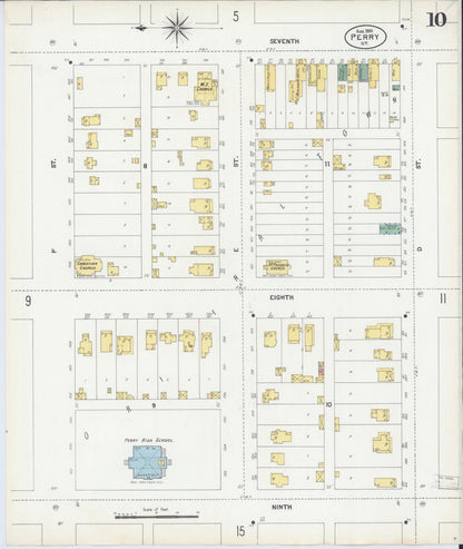Sanborn Fire Insurance Map from Perry, Noble County, Oklahoma (1901), Sheet #0010 - Complete Map Set gallery image, historic Sanborn map, vintage wall art, Oklahoma Oklahoma