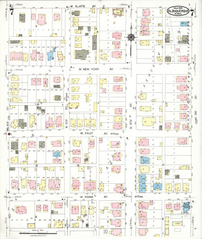 Sanborn Fire Insurance Map from Albuquerque, Bernalillo County, New Mexico (1924), Sheet #0007 - Complete Map Set gallery image, historic Sanborn map, vintage wall art, New Mexico New Mexico