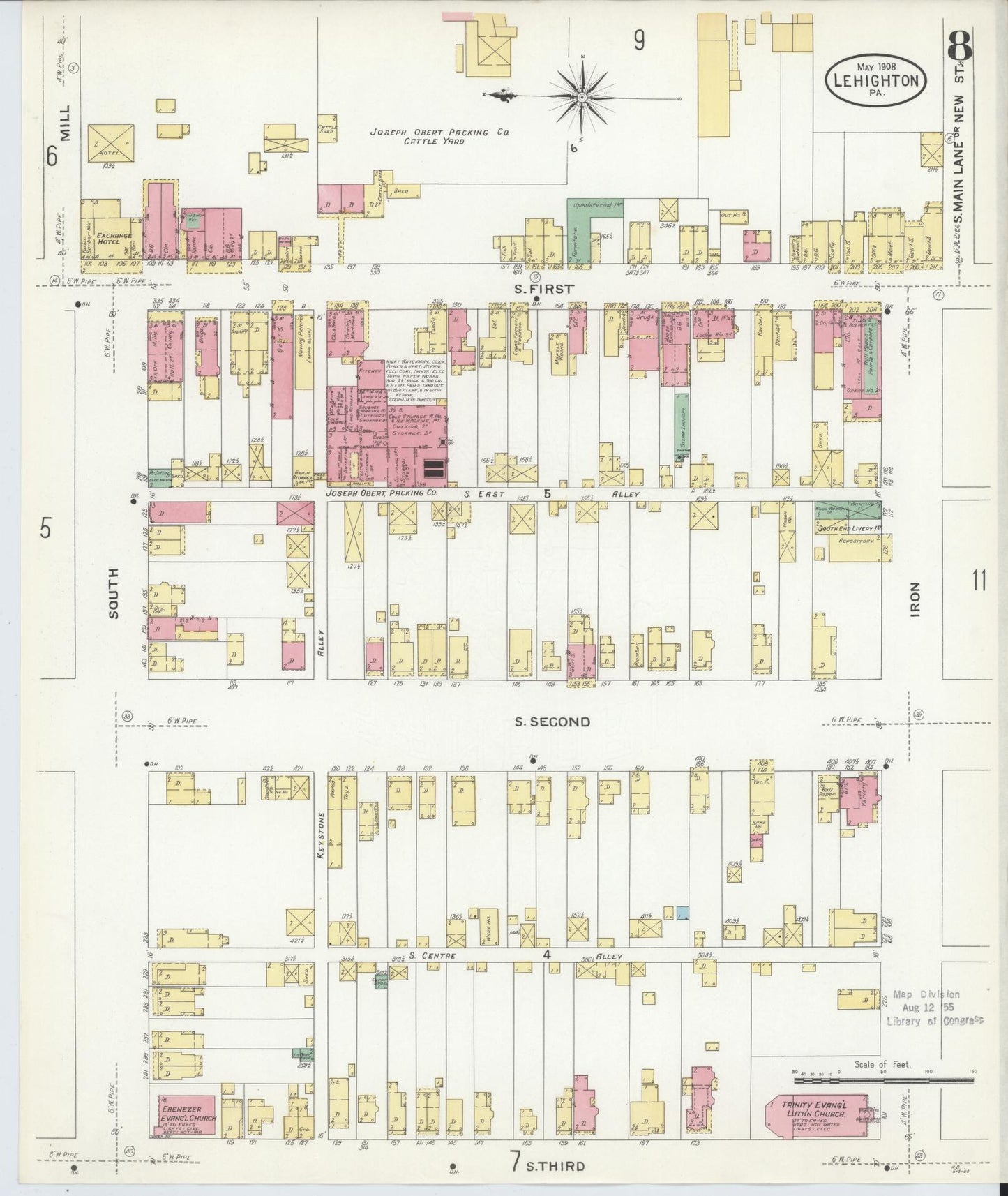 Sanborn Fire Insurance Map from Lehighton, Carbon County, Pennsylvania (1908), Sheet #0008 - Complete Map Set gallery image, historic Sanborn map, vintage wall art, Pennsylvania Pennsylvania