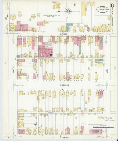 Sanborn Fire Insurance Map from Lehighton, Carbon County, Pennsylvania (1908), Sheet #0008 - Complete Map Set gallery image, historic Sanborn map, vintage wall art, Pennsylvania Pennsylvania