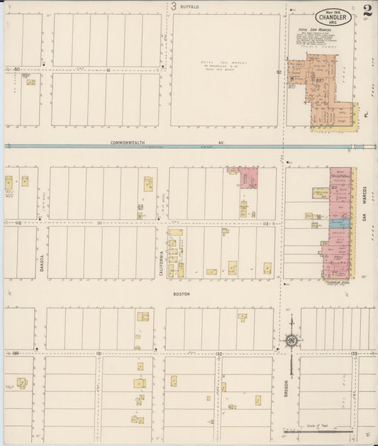 Sanborn Fire Insurance Map from Chandler, Maricopa County, Arizona (1915), Sheet #0002 - Historic Sanborn Fire Insurance Map Print, vintage old map wall art, antique decor, genealogy gift, Arizona Arizona map