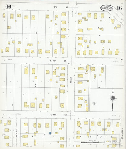 Sanborn Fire Insurance Map from Albert Lea, Freeborn County, Minnesota (1926), Sheet #0016 - Historic Sanborn Fire Insurance Map Print, vintage old map wall art, antique decor, genealogy gift, Minnesota Minnesota map