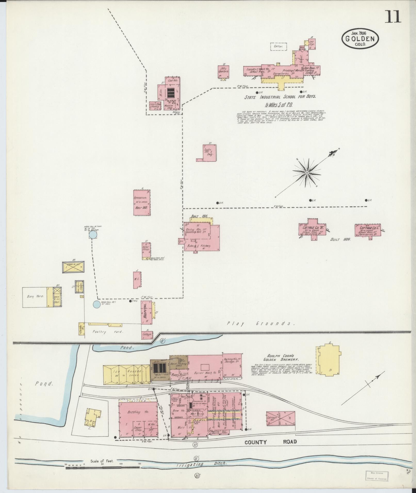 Sanborn Fire Insurance Map from Golden, Jefferson County, Colorado (1906), Sheet #0011 - Historic Sanborn Fire Insurance Map Print, vintage old map wall art, antique decor, genealogy gift, Colorado Colorado map
