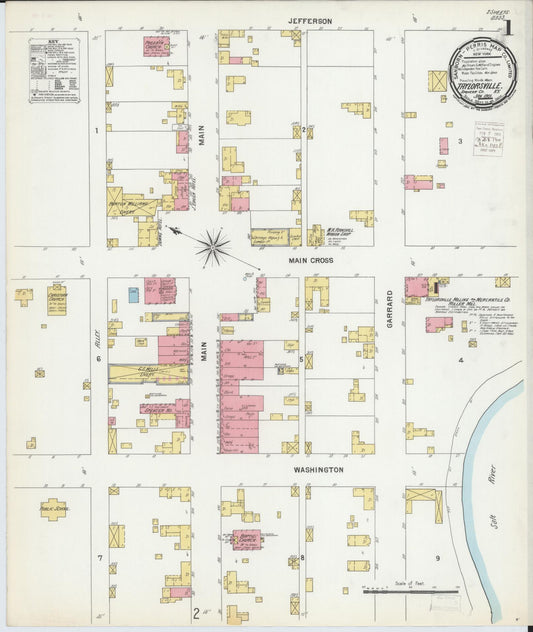 Sanborn Fire Insurance Map from Taylorsville, Spencer County, Kentucky (1901), Sheet #0001 - Complete Map Set gallery image, historic Sanborn map, vintage wall art, Kentucky Kentucky