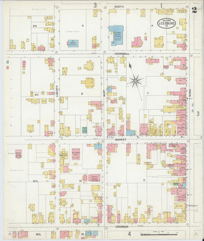 Sanborn Fire Insurance Map from Leesburg, Loudoun County, Virginia (1903), Sheet #0002 - Historic Sanborn Fire Insurance Map Print, vintage old map wall art, antique decor, genealogy gift, Virginia Virginia map