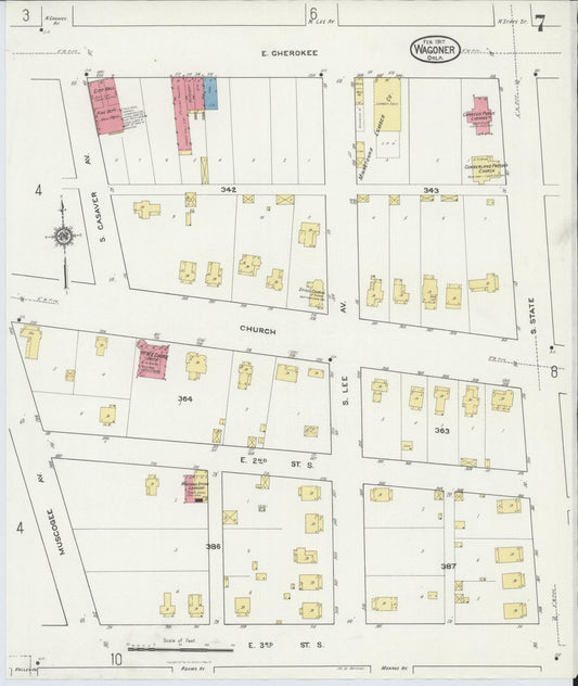 Sanborn Fire Insurance Map from Wagoner, Wagoner County, Oklahoma (1917), Sheet #0007 - Historic Sanborn Fire Insurance Map Print, vintage old map wall art, antique decor, genealogy gift, Oklahoma Oklahoma map