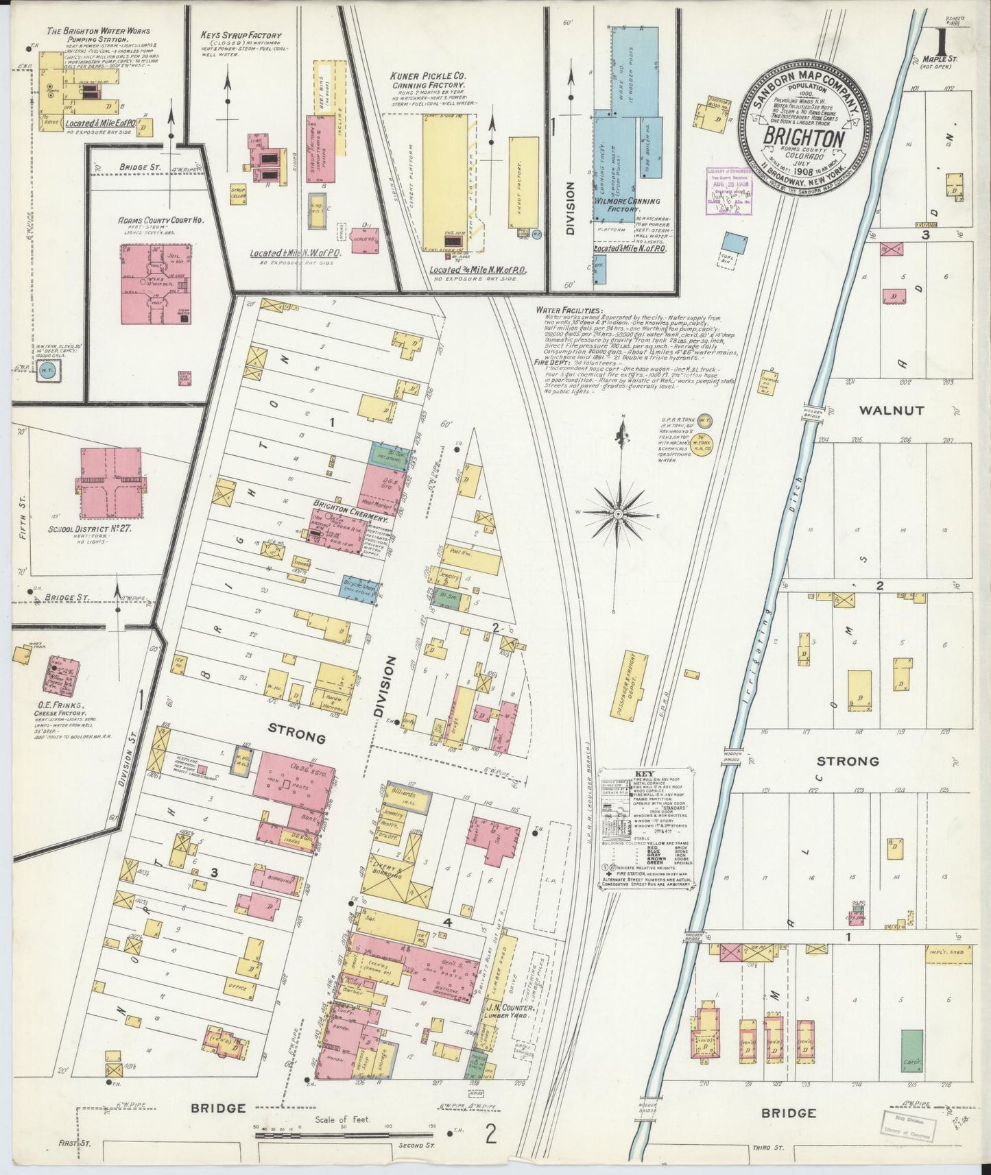 Sanborn Fire Insurance Map from Brighton, Adams County, Colorado. (1908) – Historic Sanborn Fire Insurance Map Print