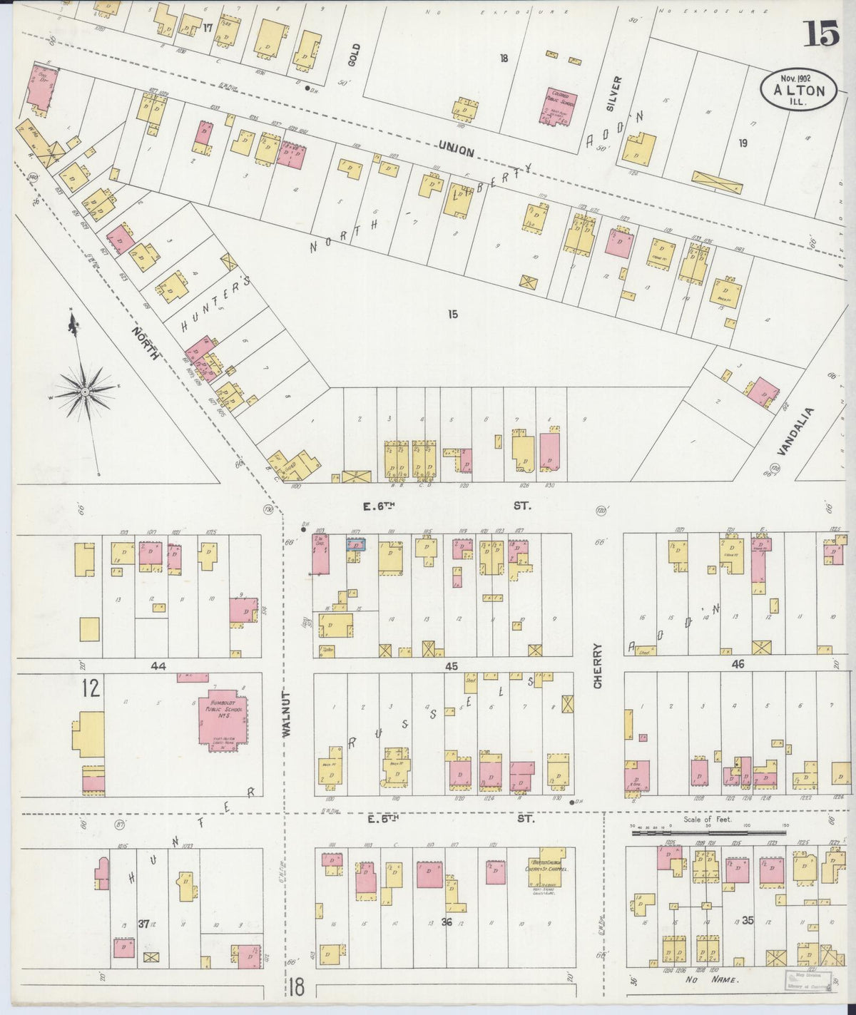 Sanborn Fire Insurance Map from Alton, Madison County, Illinois (1902), Sheet #0015 - Historic Sanborn Fire Insurance Map Print, vintage old map wall art, antique decor, genealogy gift, Illinois Illinois map