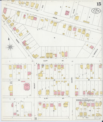 Sanborn Fire Insurance Map from Alton, Madison County, Illinois (1902), Sheet #0015 - Historic Sanborn Fire Insurance Map Print, vintage old map wall art, antique decor, genealogy gift, Illinois Illinois map