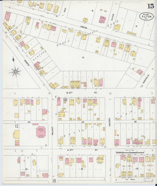 Sanborn Fire Insurance Map from Alton, Madison County, Illinois (1902), Sheet #0015 - Historic Sanborn Fire Insurance Map Print, vintage old map wall art, antique decor, genealogy gift, Illinois Illinois map