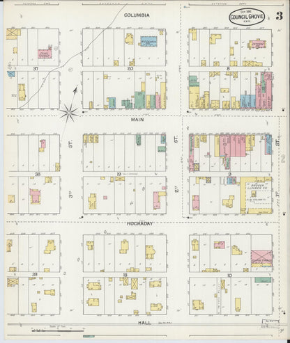 Sanborn Fire Insurance Map from Council Grove, Morris County, Kansas (1892), Sheet #0003 - Complete Map Set gallery image, historic Sanborn map, vintage wall art, Kansas Kansas