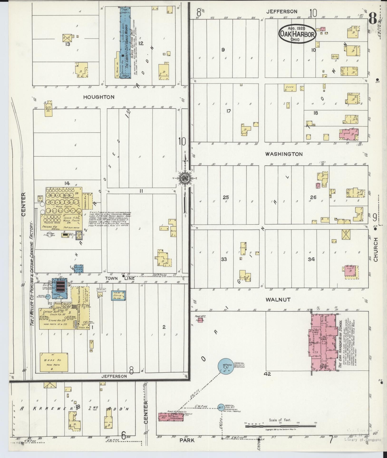 Sanborn Fire Insurance Map from Oak Harbor, Ottawa County, Ohio (1920), Sheet #0008 - Complete Map Set gallery image, historic Sanborn map, vintage wall art, Ohio Ohio