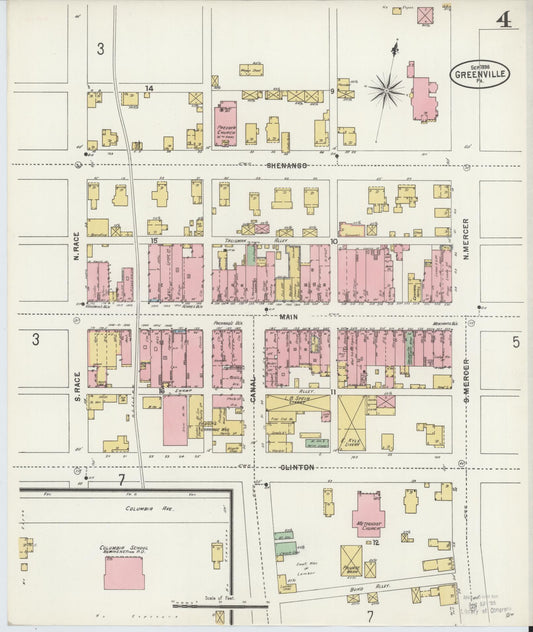 Sanborn Fire Insurance Map from Greenville, Mercer County, Pennsylvania (1898), Sheet #0004 - Historic Sanborn Fire Insurance Map Print, vintage old map wall art, antique decor, genealogy gift, Pennsylvania Pennsylvania map
