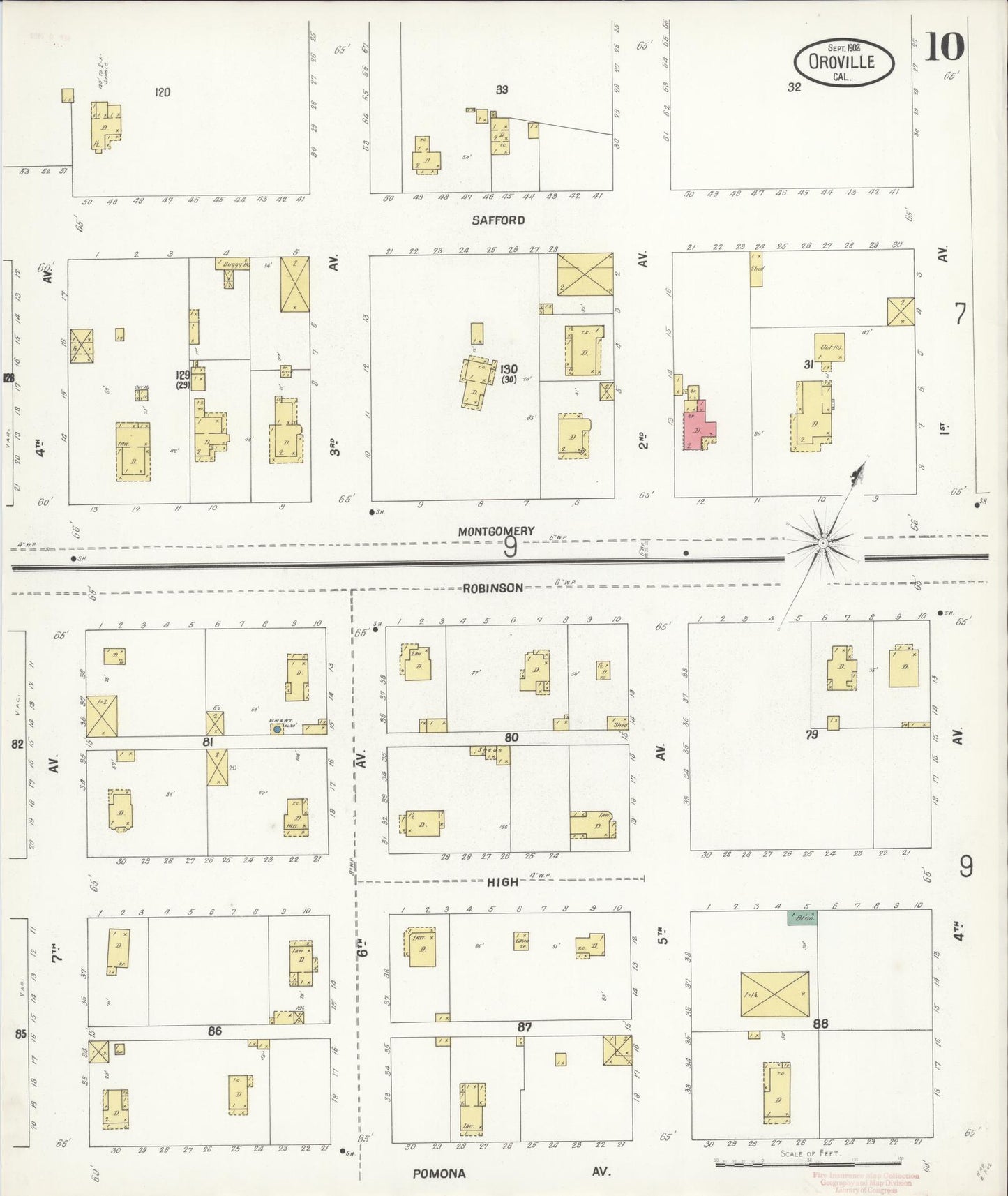 Sanborn Fire Insurance Map from Oroville, Butte County, California (1902), Sheet #0010 - Complete Map Set gallery image, historic Sanborn map, vintage wall art, California California