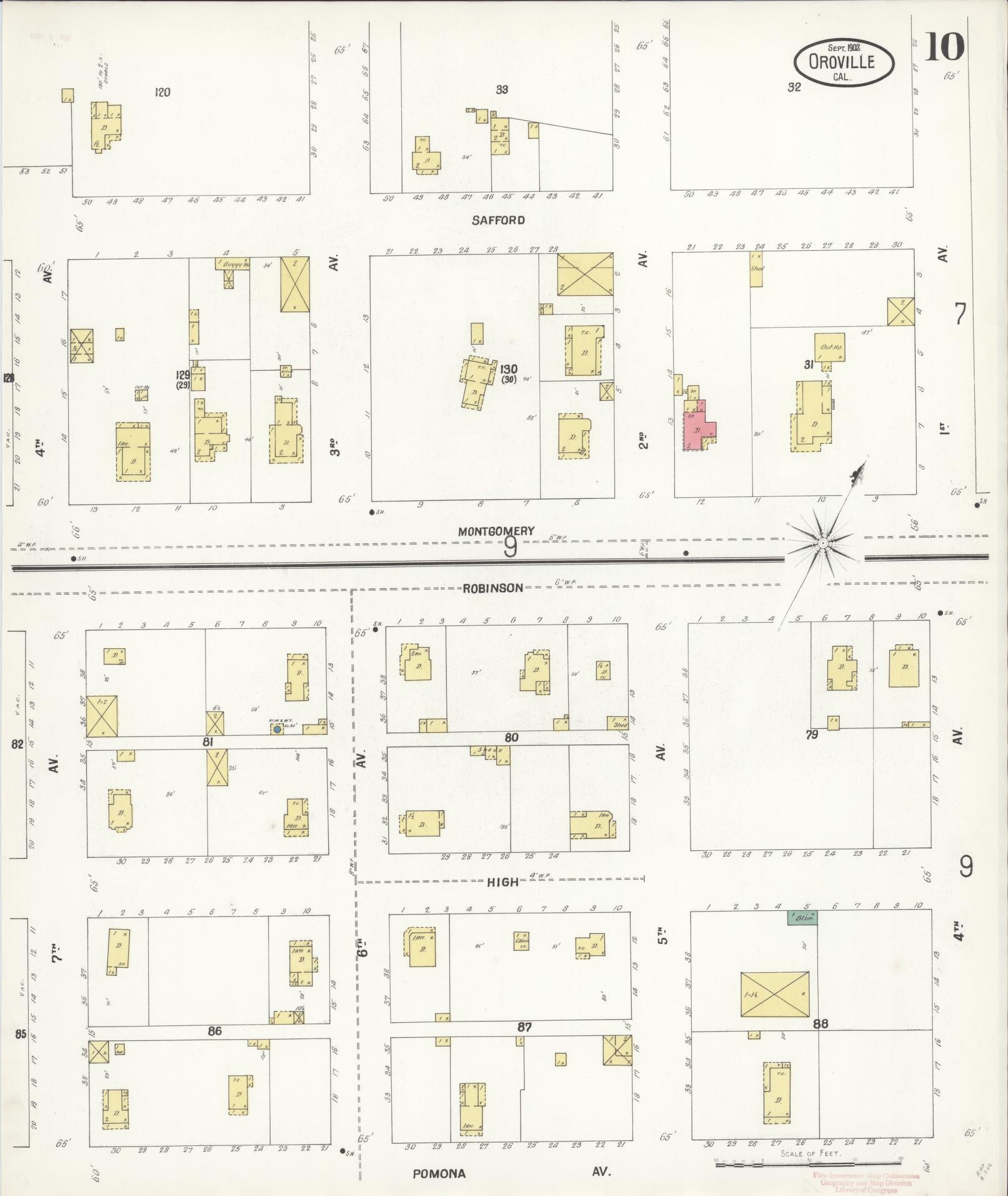 Sanborn Fire Insurance Map from Oroville, Butte County, California (1902), Sheet #0010 - Complete Map Set gallery image, historic Sanborn map, vintage wall art, California California