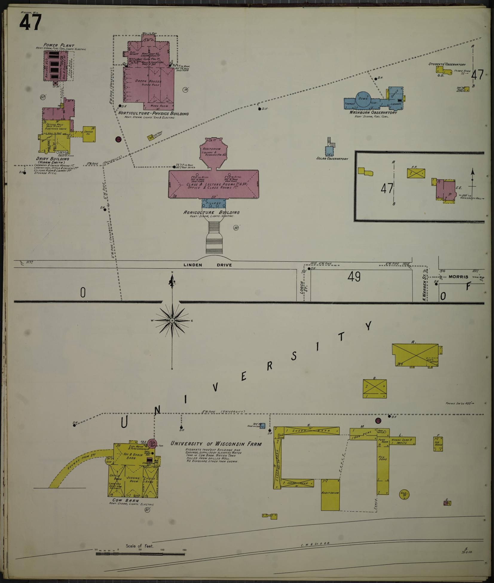 Sanborn Fire Insurance Map from Madison, Dane County, Wisconsin (1908), Sheet #0047 - Complete Map Set gallery image, historic Sanborn map, vintage wall art, Wisconsin Wisconsin
