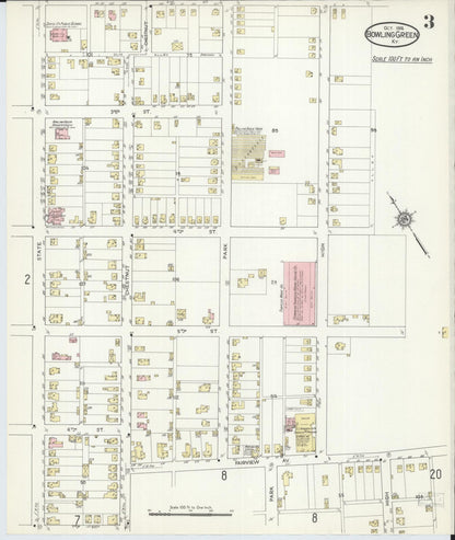 Sanborn Fire Insurance Map from Bowling Green, Warren County, Kentucky (1914), Sheet #0003 - Complete Map Set gallery image, historic Sanborn map, vintage wall art, Kentucky Kentucky
