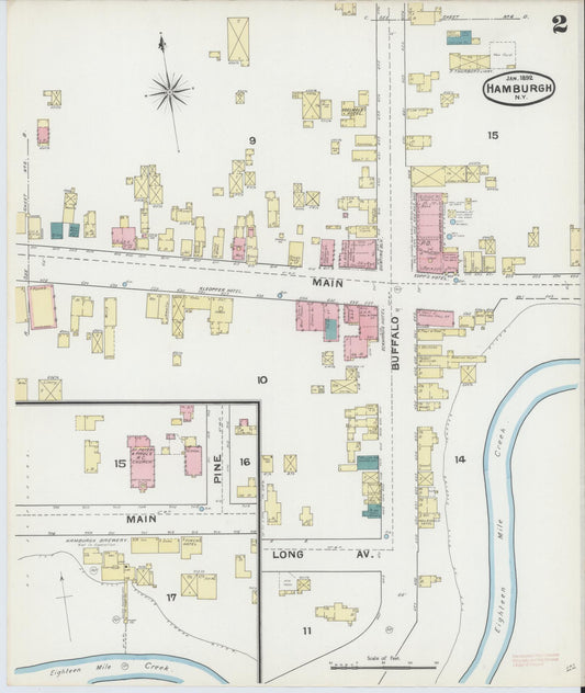 Sanborn Fire Insurance Map from Hamburg, Erie County, New York (1892), Sheet #0002 - Historic Sanborn Fire Insurance Map Print, vintage old map wall art, antique decor, genealogy gift, New York New York map