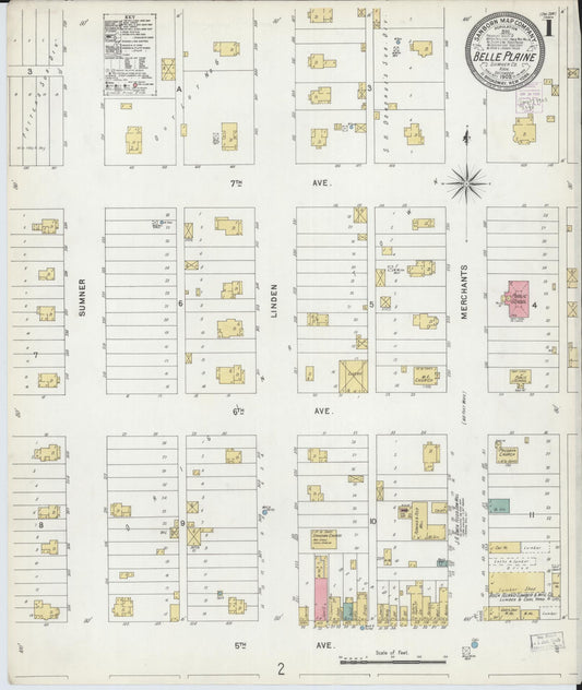 Sanborn Fire Insurance Map from Belle Plaine, Sumner County, Kansas (1902), Sheet #0001 - Complete Map Set gallery image, historic Sanborn map, vintage wall art, Kansas Kansas