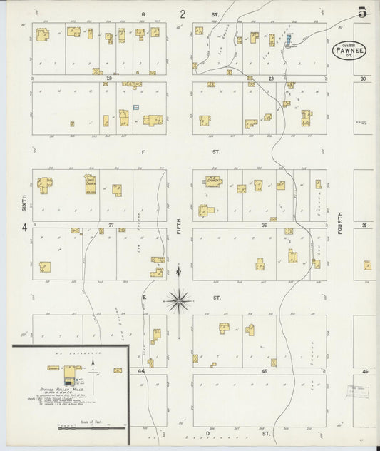Sanborn Fire Insurance Map from Pawnee, Pawnee County, Oklahoma (1898), Sheet #0005 - Historic Sanborn Fire Insurance Map Print, vintage old map wall art, antique decor, genealogy gift, Oklahoma Oklahoma map