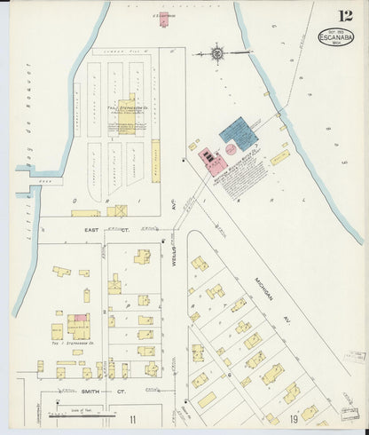 Sanborn Fire Insurance Map from Escanaba, Delta County, Michigan (1913), Sheet #0012 - Complete Map Set gallery image, historic Sanborn map, vintage wall art, Michigan Michigan