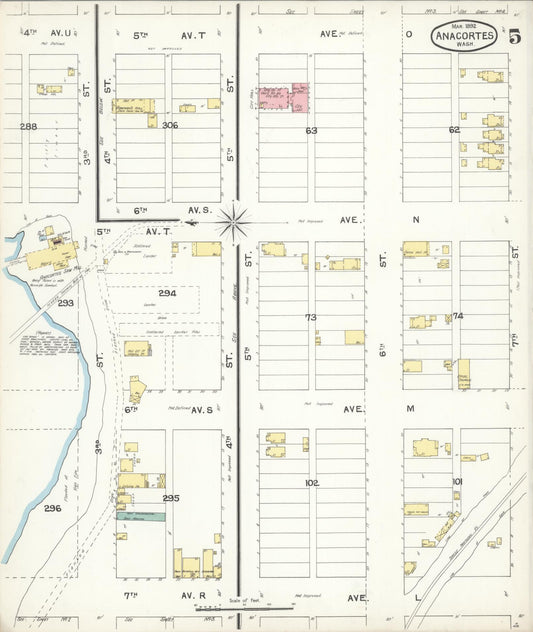 Sanborn Fire Insurance Map from Anacortes, Skagit County, Washington (1892), Sheet #0005 - Historic Sanborn Fire Insurance Map Print, vintage old map wall art, antique decor, genealogy gift, Washington Washington map