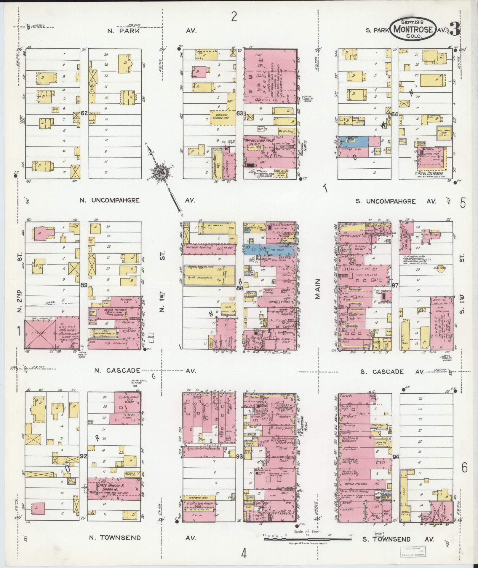 Sanborn Fire Insurance Map from Montrose, Montrose County, Colorado (1919), Sheet #0003 - Complete Map Set gallery image, historic Sanborn map, vintage wall art, Colorado Colorado