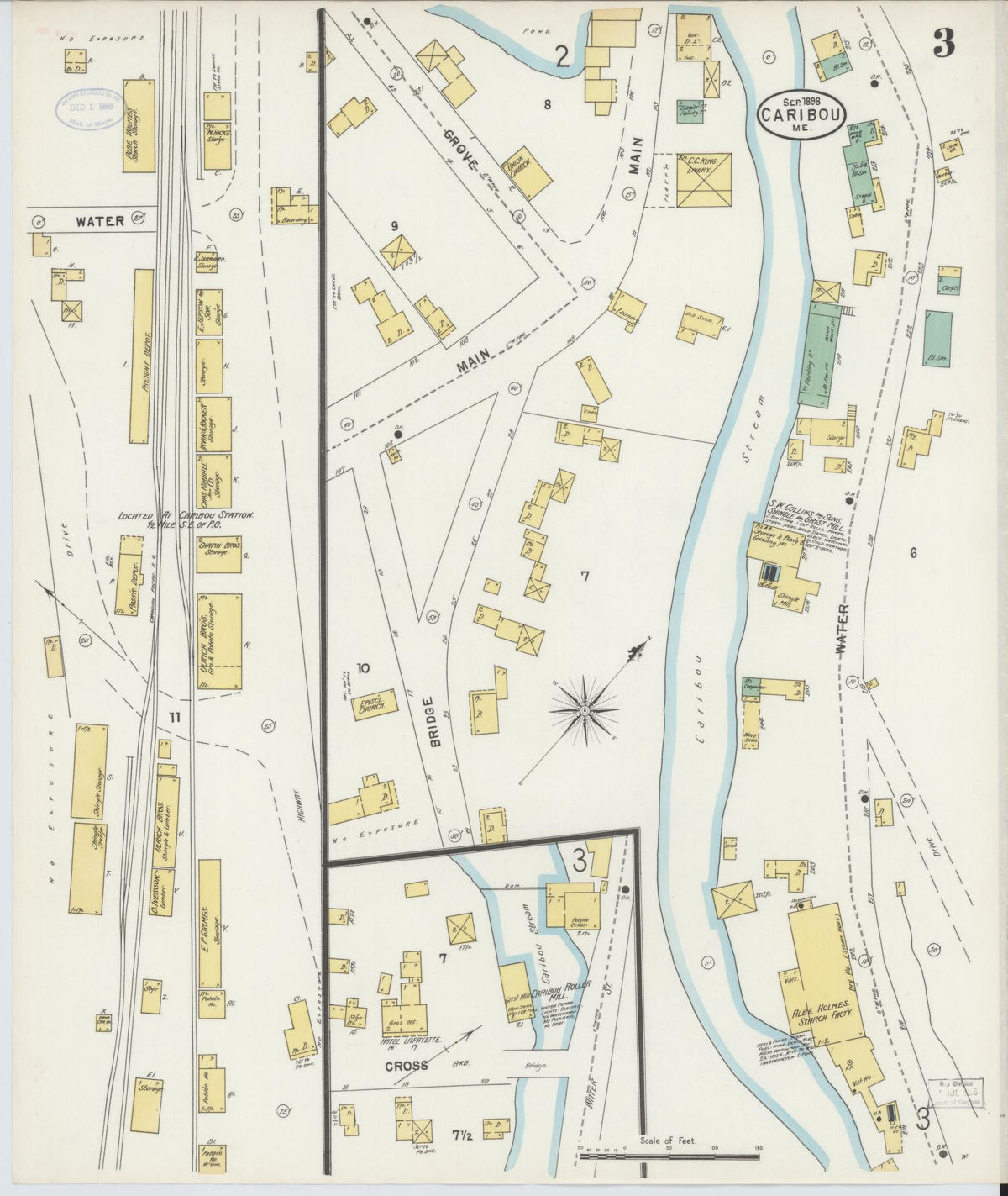 Sanborn Fire Insurance Map from Caribou, Aroostook County, Maine (1898), Sheet #0003 - Historic Sanborn Fire Insurance Map Print, vintage old map wall art, antique decor, genealogy gift, Maine Maine map