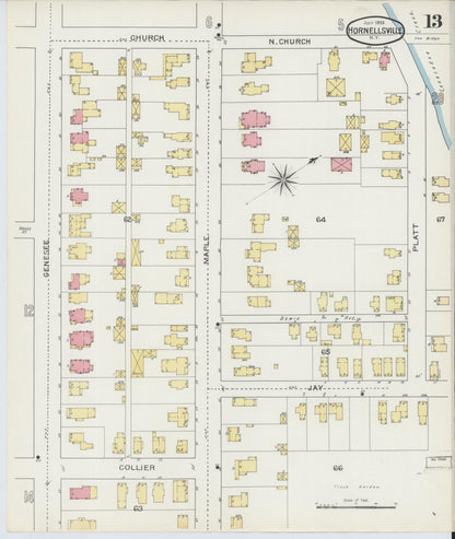Sanborn Fire Insurance Map from Hornell, Steuben County, New York (1893), Sheet #0013 - Complete Map Set gallery image, historic Sanborn map, vintage wall art, New York New York