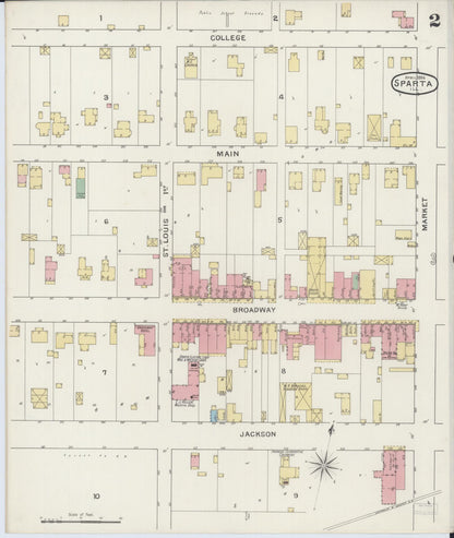 Sanborn Fire Insurance Map from Sparta, Randolph County, Illinois (1894), Sheet #0002 - Complete Map Set gallery image, historic Sanborn map, vintage wall art, Illinois Illinois
