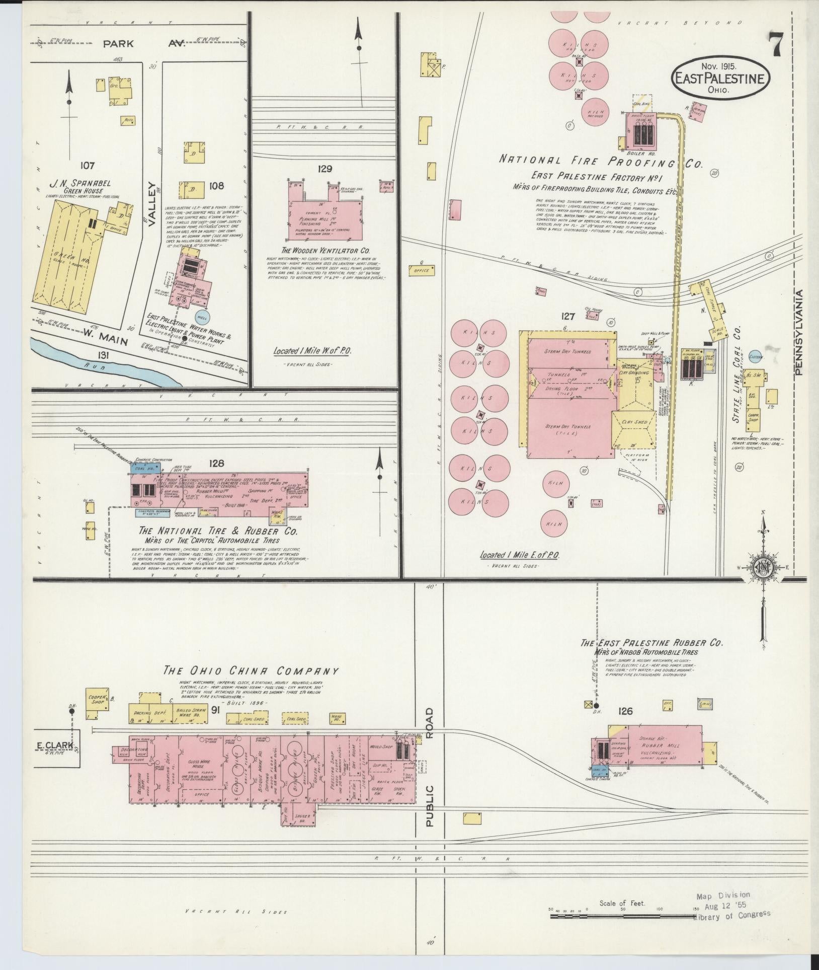 Sanborn Fire Insurance Map from East Palestine, Columbiana County, Ohio (1915), Sheet #0007 - Complete Map Set gallery image, historic Sanborn map, vintage wall art, Ohio Ohio