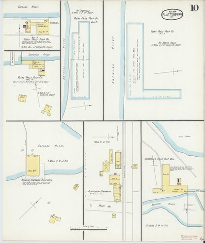 Sanborn Fire Insurance Map from Plattsburg, Clinton County, New York (1896), Sheet #0010 - Complete Map Set gallery image, historic Sanborn map, vintage wall art, New York New York