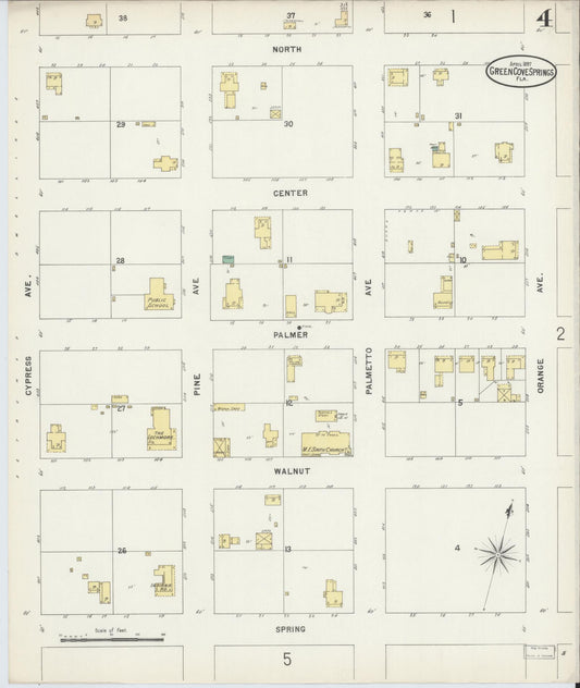 Sanborn Fire Insurance Map from Green Cove Springs, Clay County, Florida (1897), Sheet #0004 - Historic Sanborn Fire Insurance Map Print, vintage old map wall art, antique decor, genealogy gift, Florida Florida map