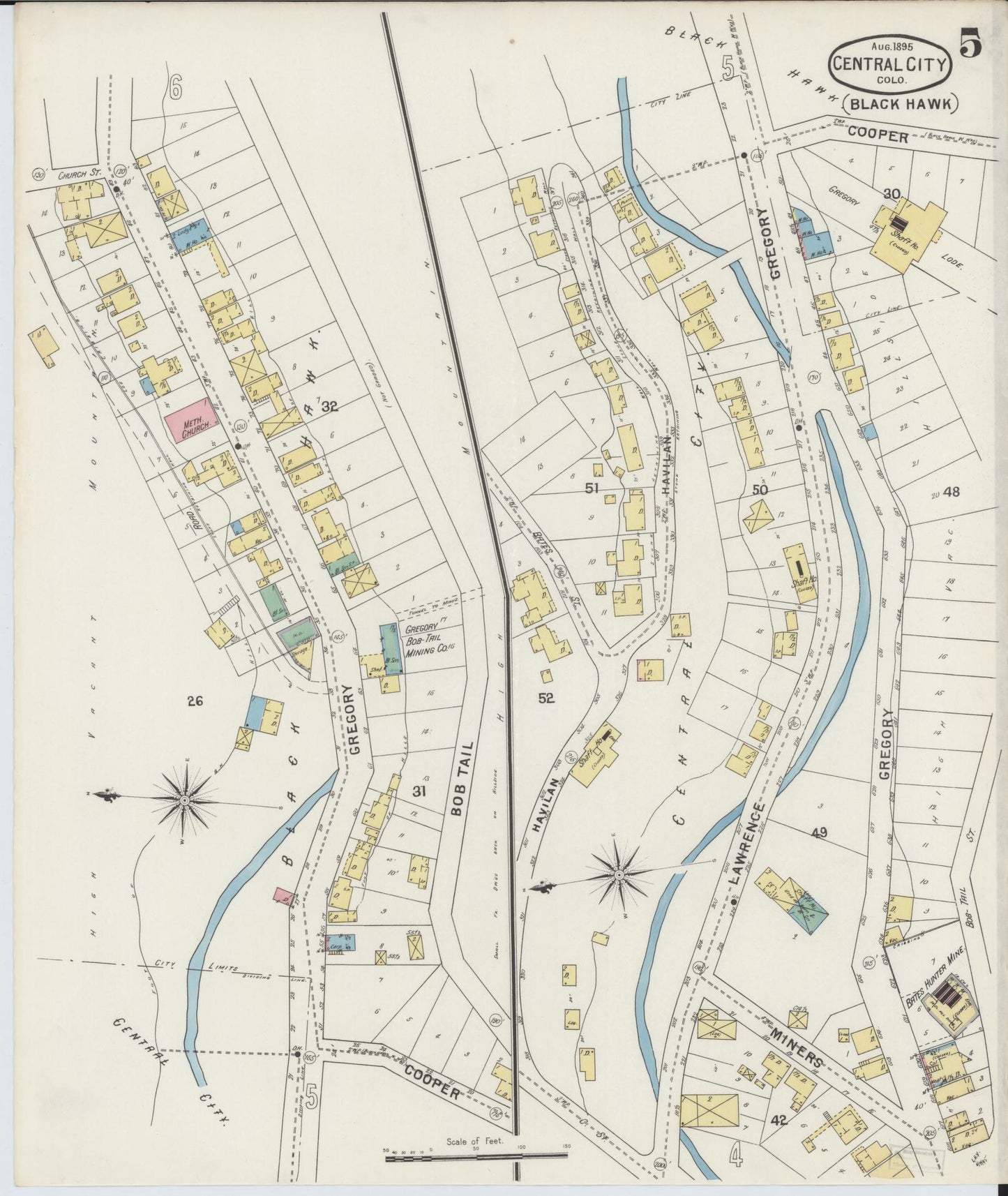 Sanborn Fire Insurance Map from Central City, Gilpin County, Colorado (1895), Sheet #0005 - Complete Map Set gallery image, historic Sanborn map, vintage wall art, Colorado Colorado