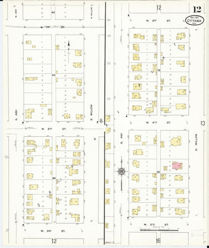 Sanborn Fire Insurance Map from Ottawa, Franklin County, Kansas (1912), Sheet #0012 - Complete Map Set gallery image, historic Sanborn map, vintage wall art, Kansas Kansas