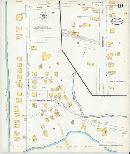 Sanborn Fire Insurance Map from Branford, New Haven County, Connecticut (1908), Sheet #0010 - Complete Map Set gallery image, historic Sanborn map, vintage wall art, Connecticut Connecticut