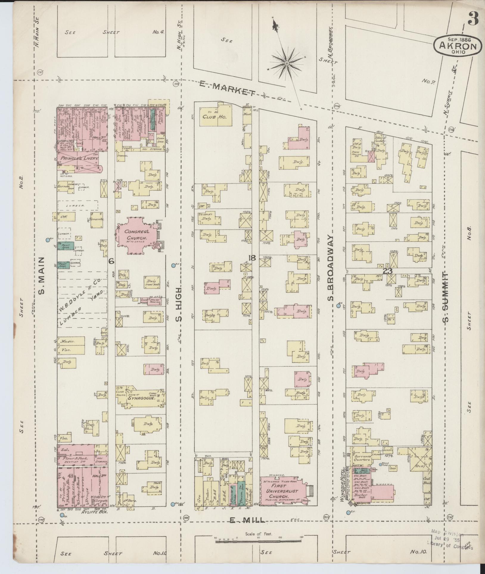 Sanborn Fire Insurance Map from Akron, Summit County, Ohio (1886), Sheet #0003 - Complete Map Set gallery image, historic Sanborn map, vintage wall art, Ohio Ohio