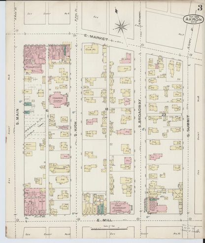 Sanborn Fire Insurance Map from Akron, Summit County, Ohio (1886), Sheet #0003 - Complete Map Set gallery image, historic Sanborn map, vintage wall art, Ohio Ohio