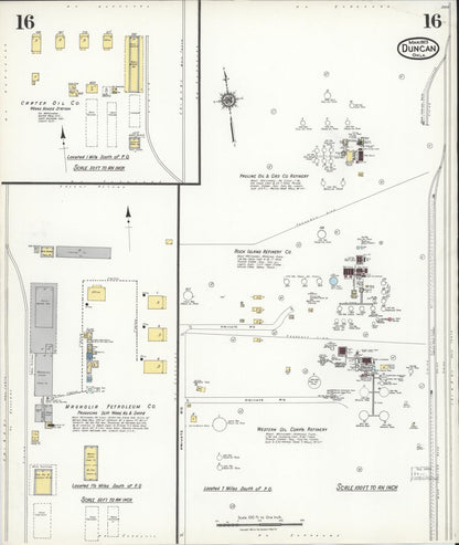 Sanborn Fire Insurance Map from Duncan, Stephens County, Oklahoma (1923), Sheet #0016 - Complete Map Set gallery image, historic Sanborn map, vintage wall art, Oklahoma Oklahoma