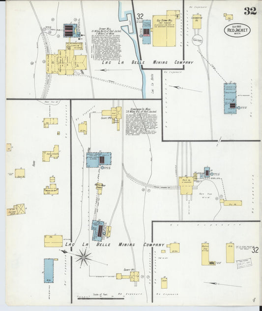 Sanborn Fire Insurance Map from Red Jacket, Houghton County, Michigan (1900), Sheet #0032 - Historic Sanborn Fire Insurance Map Print, vintage old map wall art, antique decor, genealogy gift, Michigan Michigan map