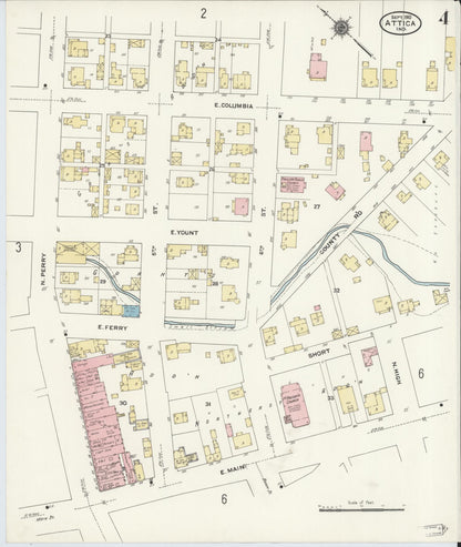 Sanborn Fire Insurance Map from Attica, Fountain County, Indiana (1910), Sheet #0004 - Historic Sanborn Fire Insurance Map Print, vintage old map wall art, antique decor, genealogy gift, Indiana Indiana map
