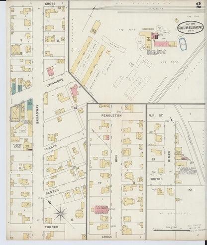 Sanborn Fire Insurance Map from Columbus Grove, Putnam County, Ohio (1895), Sheet #0002 - Historic Sanborn Fire Insurance Map Print, vintage old map wall art, antique decor, genealogy gift, Ohio Ohio map