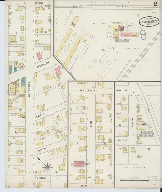 Sanborn Fire Insurance Map from Columbus Grove, Putnam County, Ohio (1895), Sheet #0002 - Historic Sanborn Fire Insurance Map Print, vintage old map wall art, antique decor, genealogy gift, Ohio Ohio map