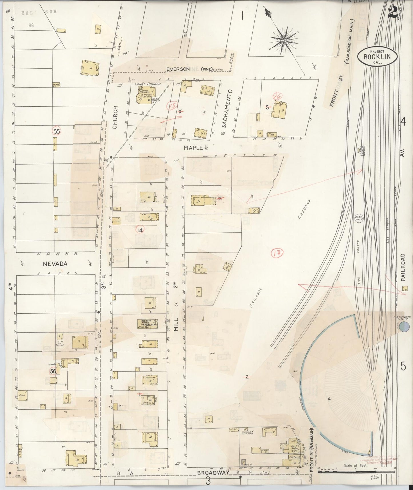 Sanborn Fire Insurance Map from Rocklin, Placer County, California (1941), Sheet #0002 - Complete Map Set gallery image, historic Sanborn map, vintage wall art, California California