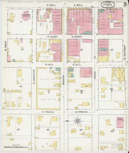 Sanborn Fire Insurance Map from Paris, Lamar County, Texas (1892), Sheet #0005 - Complete Map Set gallery image, historic Sanborn map, vintage wall art, Texas Texas